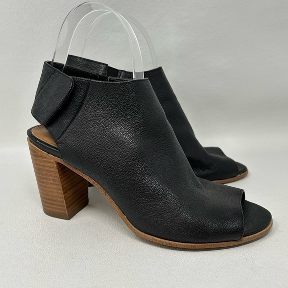 Steve Madden Women 6.5 Nonstp Sandal Booties Black Leather Block Heel Strap - Picture 3 of 13
